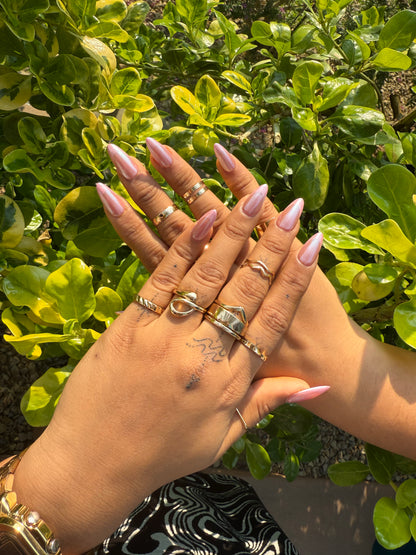 Soft Pearl Pink Almond Press On Nails | Shiny Nude Rose Nail Set | Reusable Fake Nails