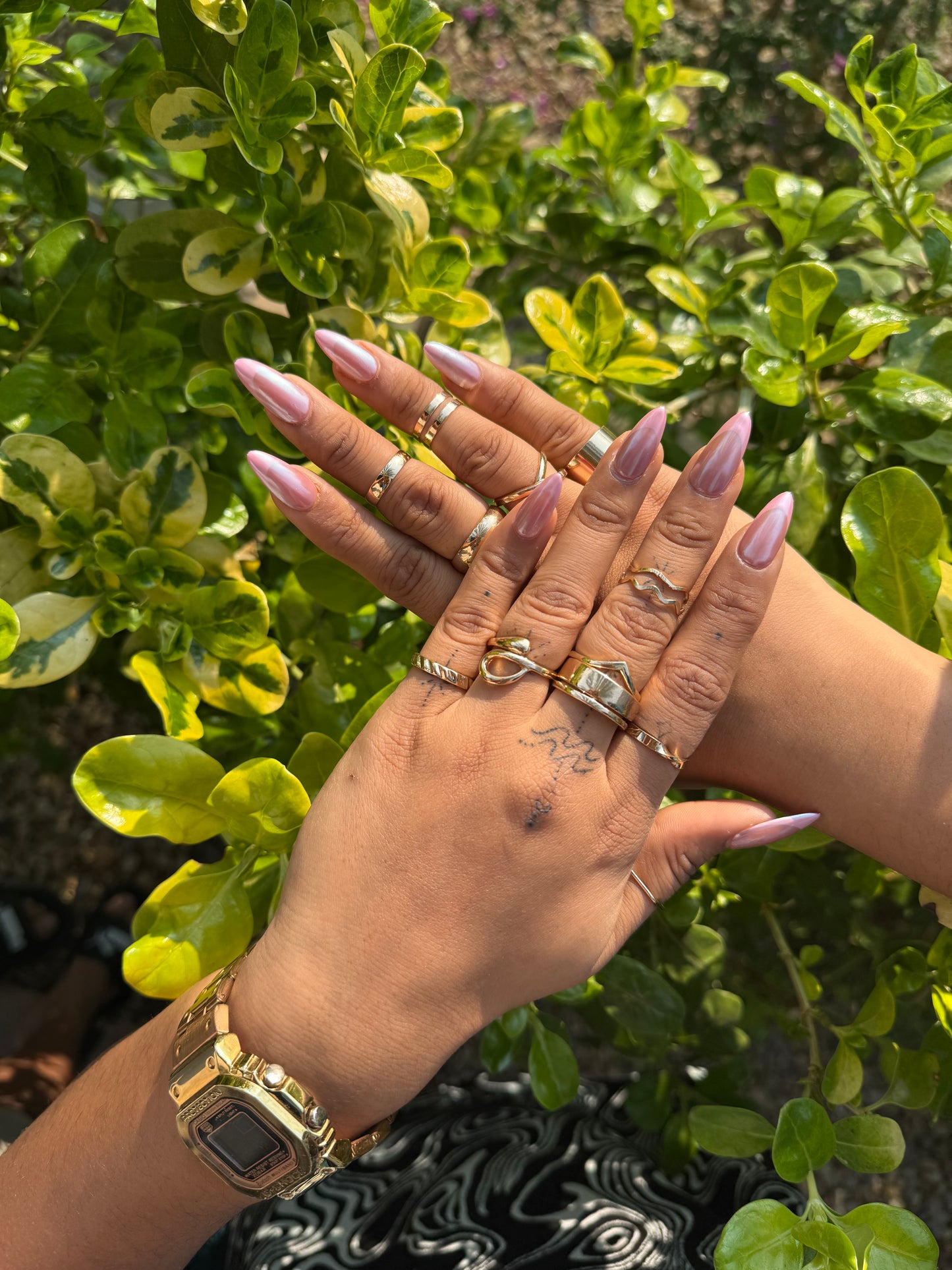 Soft Pearl Pink Almond Press On Nails | Shiny Nude Rose Nail Set | Reusable Fake Nails