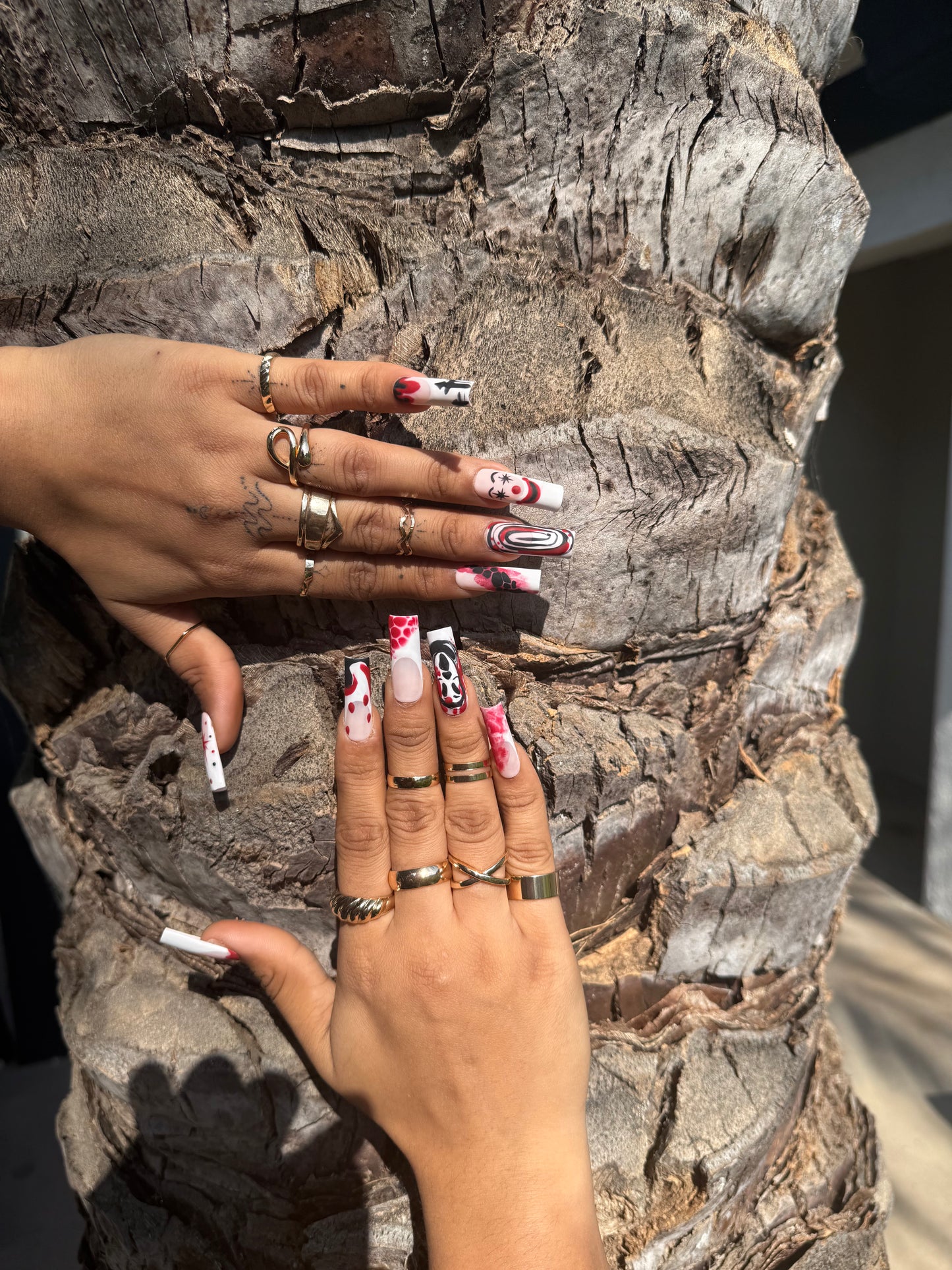 Halloween Bloody Horror Clown Press On Nails | Red & Black Smears & Scary Face Nail Art | Blood Drip Nails