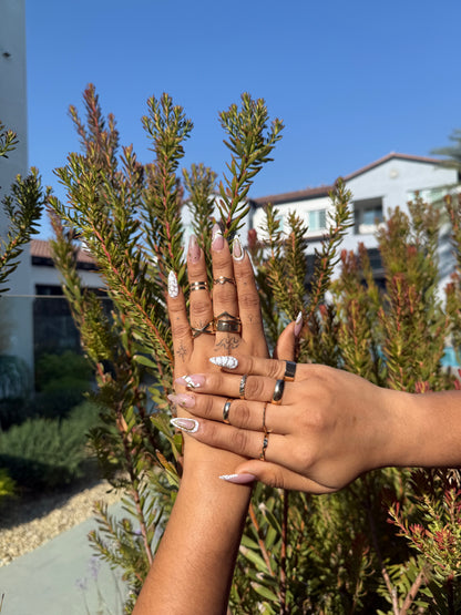 Pink & White Marble Press-On Nails with Gold Accents |Long Almond Fake Nails |Luxury Nail Set for Special Occasions