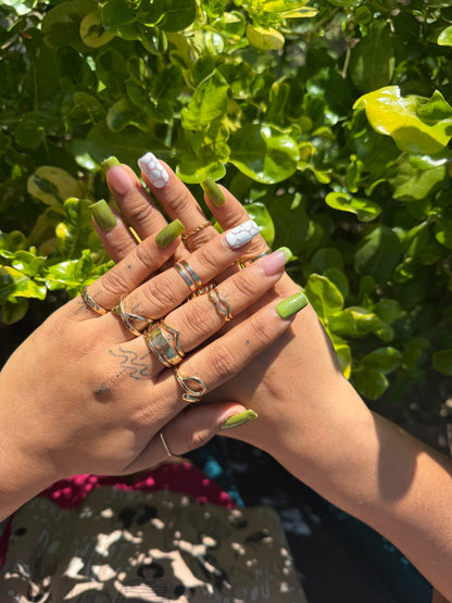 Olive Green & Nude Press On Nails | Shimmer Green Nails with White Marble Accents