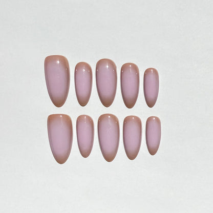 Blush Pink Ombre Press On Nails | Nude Glossy Almond Fake Nails Set | Reusable Customizable Soft Pink Nail Tips