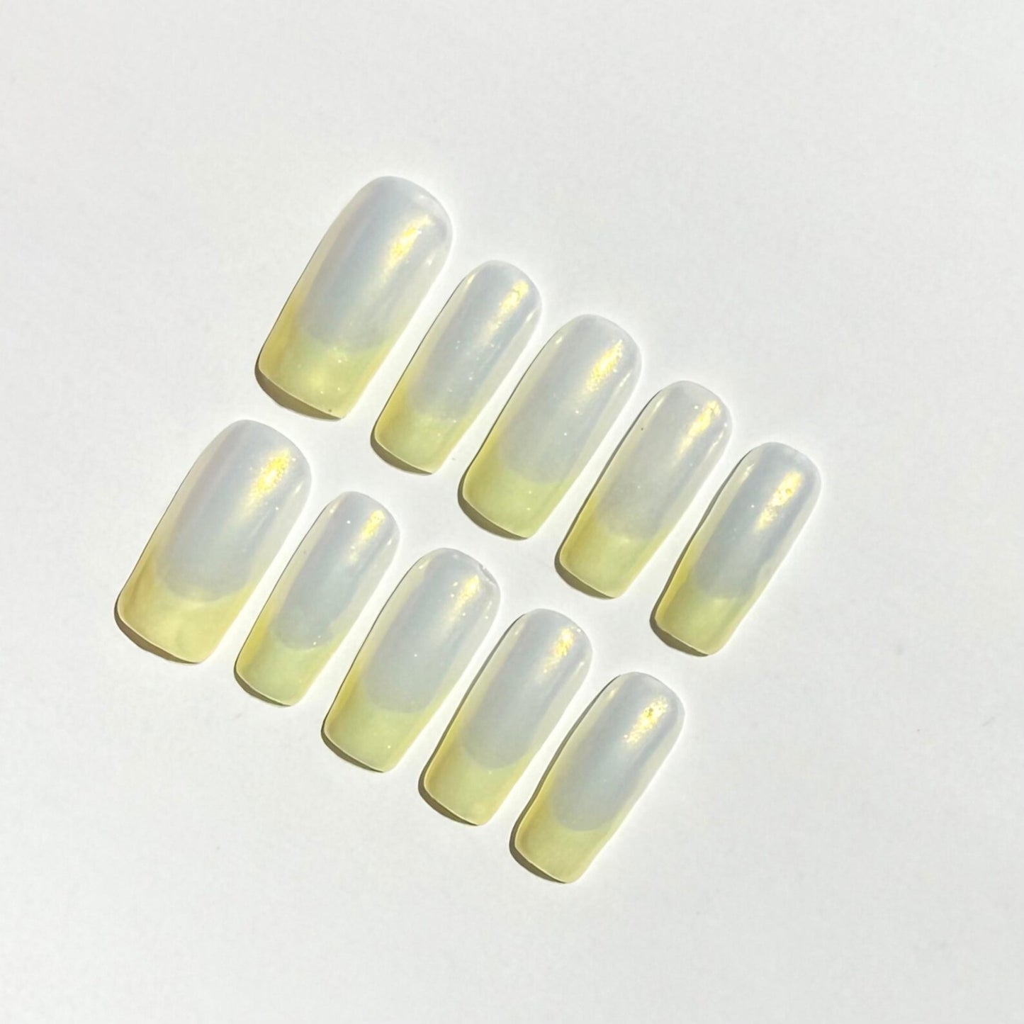 Soft Yellow French Milky Ombre Press-On Nails – Glossy Natural Custom Set
