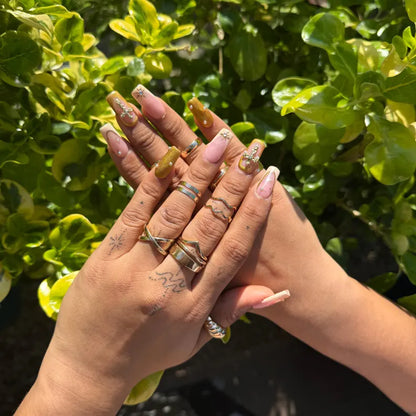 Luxury Nude & Gold Press On Nails| Cross and Star Charms Design | Rhinestone Pearl Accents