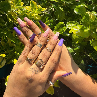 Lavender Ombre Butterfly Press On Nails | Purple & Pink Floral Nail Art