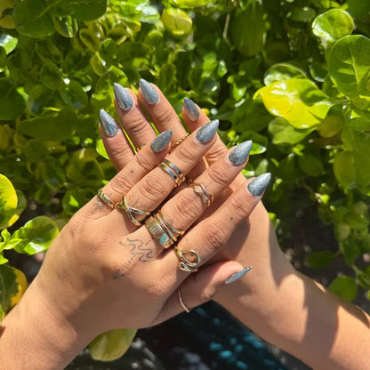 Silver Chrome Almond Press On Nails | Metallic Mirror Nail Set | Handmade Reusable False Nails