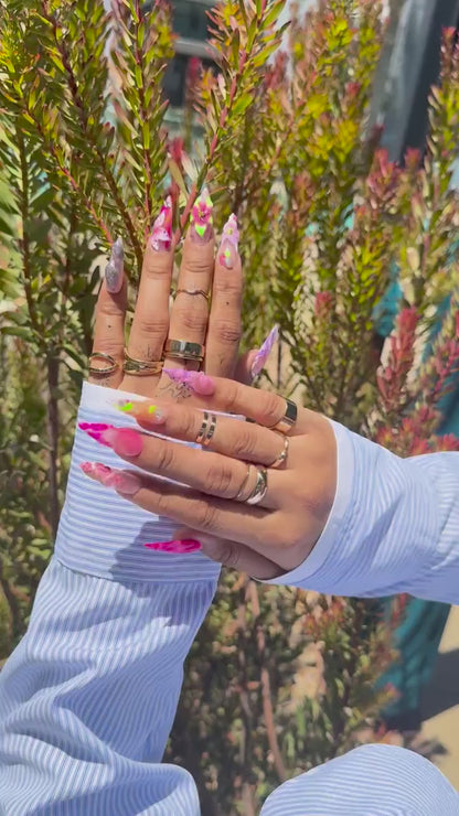 Bold Pink Purple Long Stiletto Press-On Nails