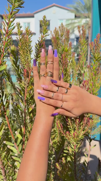 Lavender Ombre Butterfly Press On Nails | Purple & Pink Floral Nail Art