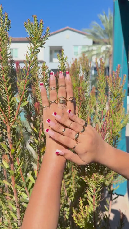 Soft Pink Glitter Press On Nails with 3D Red Bows |Cute Girly Nail Set |Valentine’s Day Nails