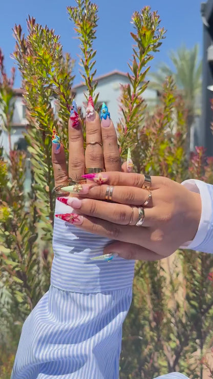 Handmade 3D Floral Press On Nails