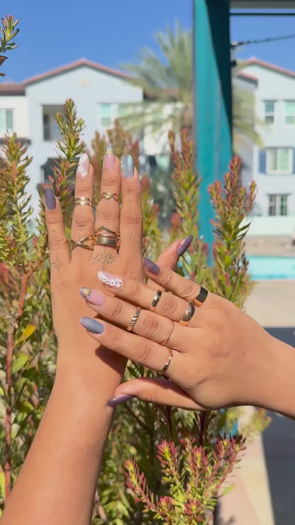 Mermaid Style Ocean Cat Eye Press On Nails | Shimmering Blue & Pink | Starfish And Pearl Details Nails