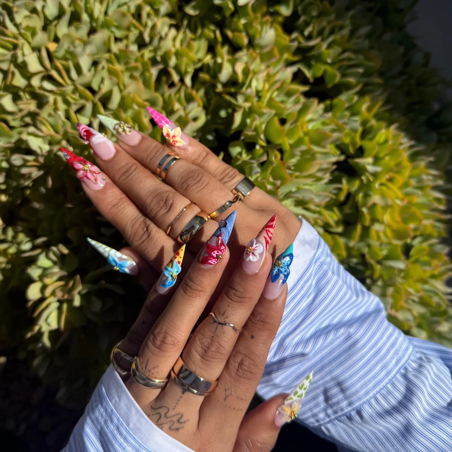 Handmade 3D Floral Press On Nails